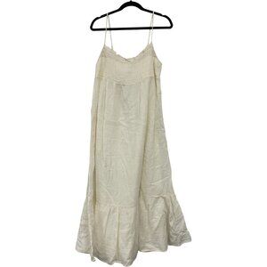 Zara Womens Muslin Midi Dress XL Ecru Cotton Lace trim Sleeveless 0881/302 NWT